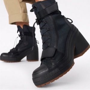 Converse - Black Combat Boots w/ chunky heel